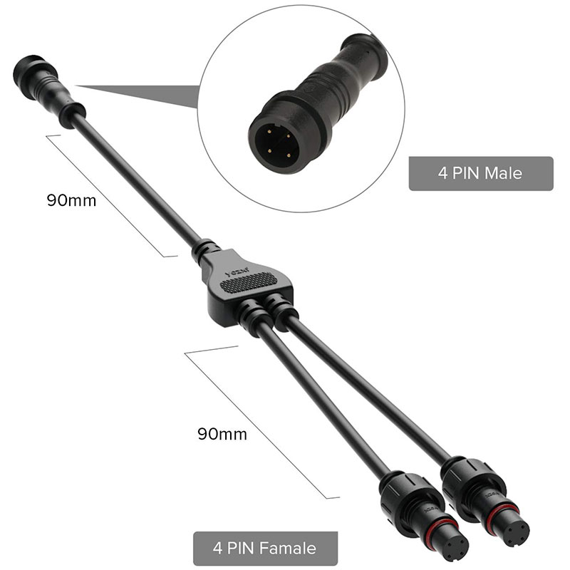 Small Size 2/3/4/5 Pin Waterproof 1-to-2 Y Splitter Cable Connector Small Size 2/3/4/5 Pin Waterproof 1-to-2 Y Splitter Cable Connector